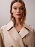Beige Cotton Blend Mid Length Trench Coat  Women