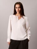 White Satin Asymmetrical Long Sleeve Top  Women