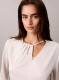 White Satin Asymmetrical Long Sleeve Top  Women