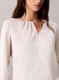 White Satin Asymmetrical Long Sleeve Top  Women