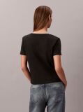 Μαύρο Άνετο T-shirt Με V-Λαιμόκοψη Και Μονόγραμμα  Γυναίκα