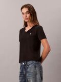 Μαύρο Άνετο T-shirt Με V-Λαιμόκοψη Και Μονόγραμμα  Γυναίκα