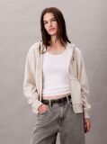 Beige Monogram Logo Zip Hoodie  Women