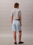 Denim Relaxed Linen Blend Bermuda Shorts  Women