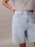 Denim Relaxed Linen Blend Bermuda Shorts  Women