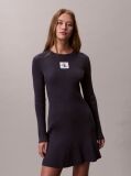 Blue Cotton Knit Long Sleeve Mini Dress  Women