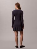 Blue Cotton Knit Long Sleeve Mini Dress  Women