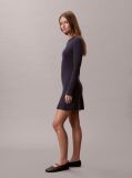Blue Cotton Knit Long Sleeve Mini Dress  Women