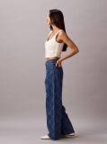 Denim Allover Monogram Low Rise Baggy Jeans  Women