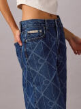 Denim Allover Monogram Low Rise Baggy Jeans  Women