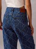 Denim Allover Monogram Low Rise Baggy Jeans  Women