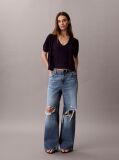 Blue Cotton Knit Short Sleeve Twin Set  Women
