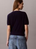 Blue Cotton Knit Short Sleeve Twin Set  Women