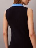 Blue Cotton Knit Sleeveless Polo Dress  Women