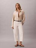 White Cropped Cotton Twill Barrel Trousers  Women