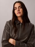 Γκρι Shirt Jacket Από Συνθετικό Δέρμα Με Φερμουάρ  Γυναίκα