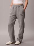 Grey Cotton Fleece Wide Barrel Joggers  Women