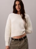 White Cotton Wool Textured Logo Jumper  Women