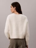 White Cotton Wool Textured Logo Jumper  Women