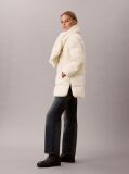 Beige Quilted Down Puffer Coat with Scarf  Women