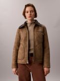 Brown Faux Shearling Aviator Jacket  Women
