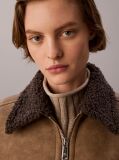Brown Faux Shearling Aviator Jacket  Women