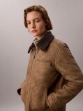 Brown Faux Shearling Aviator Jacket  Women