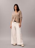 White Cotton Twill Wide Leg Trousers  Women