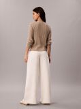 White Cotton Twill Wide Leg Trousers  Women
