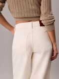 White Cotton Twill Wide Leg Trousers  Women