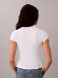 Λευκό Στενό T-shirt Με Λογότυπο Καρδιά  Γυναίκα