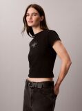 Μαύρο Κοντό T-shirt Monologo  Γυναίκα