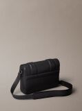 Black Small Leather Flap Messenger Bag  Men
