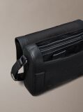 Black Small Leather Flap Messenger Bag  Men