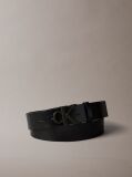 Black Full Grain Leather Logo Belt  Men