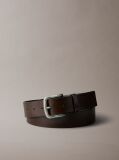 Brown Round Buckle Tumbled Belt  Men