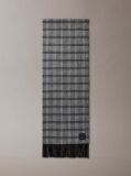 Black Checked Wool Leather Badge Scarf  Men
