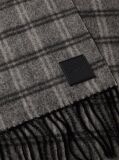 Black Checked Wool Leather Badge Scarf  Men