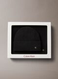 Black Wool Blend Scarf and Beanie Gift Set  Women
