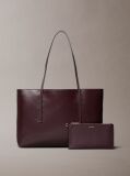 Red Allover Monogram Logo Tote Bag with Pouch  Women