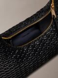 Black Soft Pleated Shoulder Bag  Women