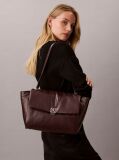 Red Padded Emblem Hardware Laptop Satchel  Women