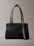 Black Logo Strap Tote Bag  Women