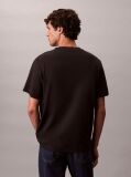 Μαύρο Κοντομάνικο T-Shirt Από Ελαστικό Πικέ  Άνδρας