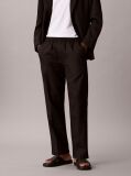 Black Linen Cotton Drawstring Trousers  Men