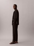 Black Linen Cotton Drawstring Trousers  Men