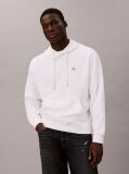 White Cotton Terry Badge Hoodie  Men