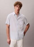 Blue Short Sleeve Solid Causal Linen Classic Shirt  Men