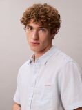 Blue Short Sleeve Solid Causal Linen Classic Shirt  Men
