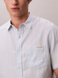 Blue Short Sleeve Solid Causal Linen Classic Shirt  Men